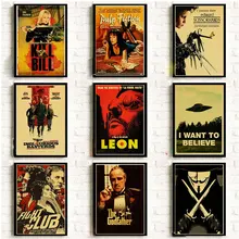 Póster clásico y nostálgico de película Leon/Fight Club/Pulp Fiction/Shining/Kill Bill/pósteres de El Padrino e impresiones pegatina Retro para pared