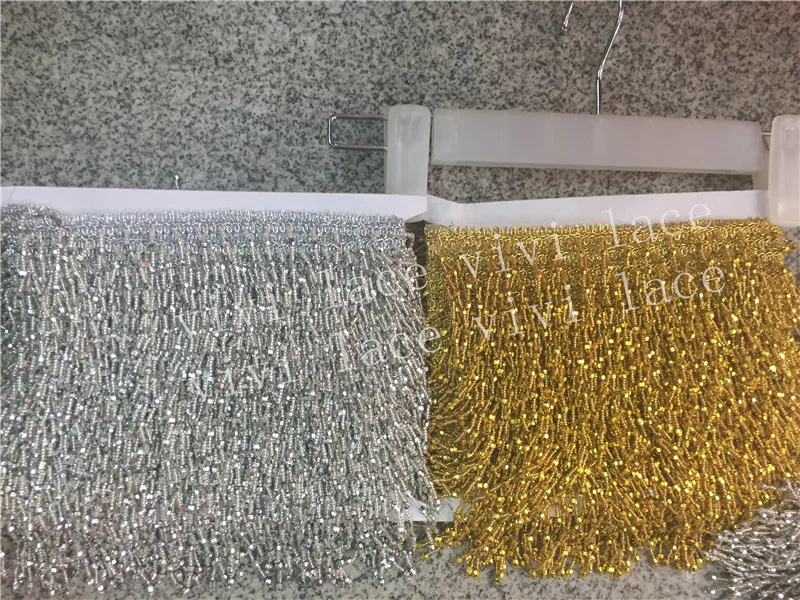 cheap 10 yards bag AA02# silver gold beads tassel fringe 5 cm width for wedding dress decoration dress fashion designer,