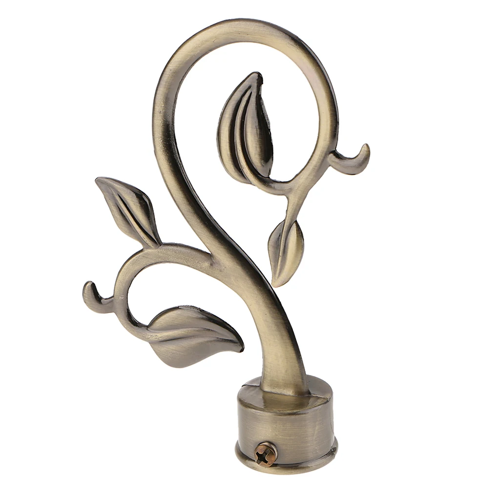 Durable Meat Curtain Rod Finials Window Drapery Blinds Pole End Cap 28mm Inner Diameter - Leaves