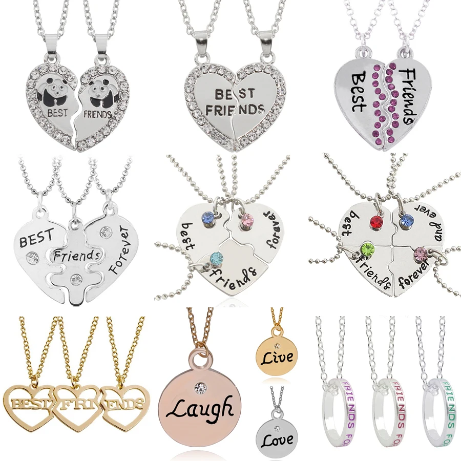 

Best Friends Necklace Pendant Puzzle BFF Best Bitches Friends Forever Key Football Pizza Broken Heart Necklaces Pendants Collier