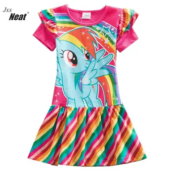 

Summer girl Dress Fashionable baby clothes Casual Cotton dress Printing rainbow 3-8 years old Kids Children's clothing SH6010