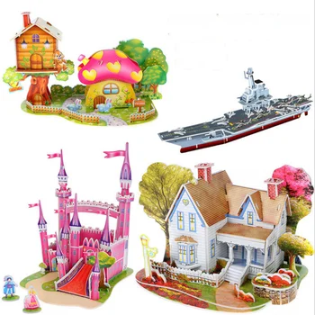 

1pc Creative lovely 3D DIY Puzzle Baby toy Kid Early learning Castle Construction pattern gift For Children Houses Puzzle toys