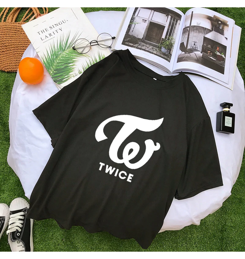 Harajuku TWICE Letter Print T Shirt Women Korean Kpop Tumblr Female T-shirt Fashion Streetwear Casual Loose Tops Tee Shirt Femme (8)