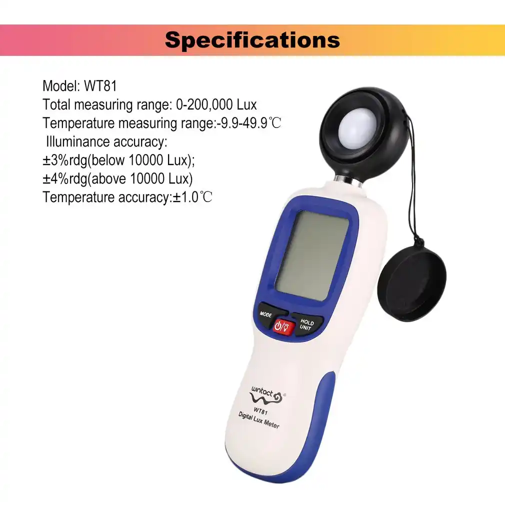 WINTACT WT81 Digital Luxmeter Mini Light Meter Handheld Lux Meter Lux Tester Luxmeter Illuminometer Industrial Lab