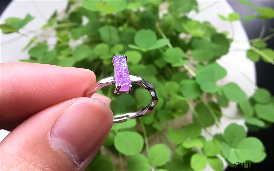 Rectangle drop Aura Druzy Ring 13