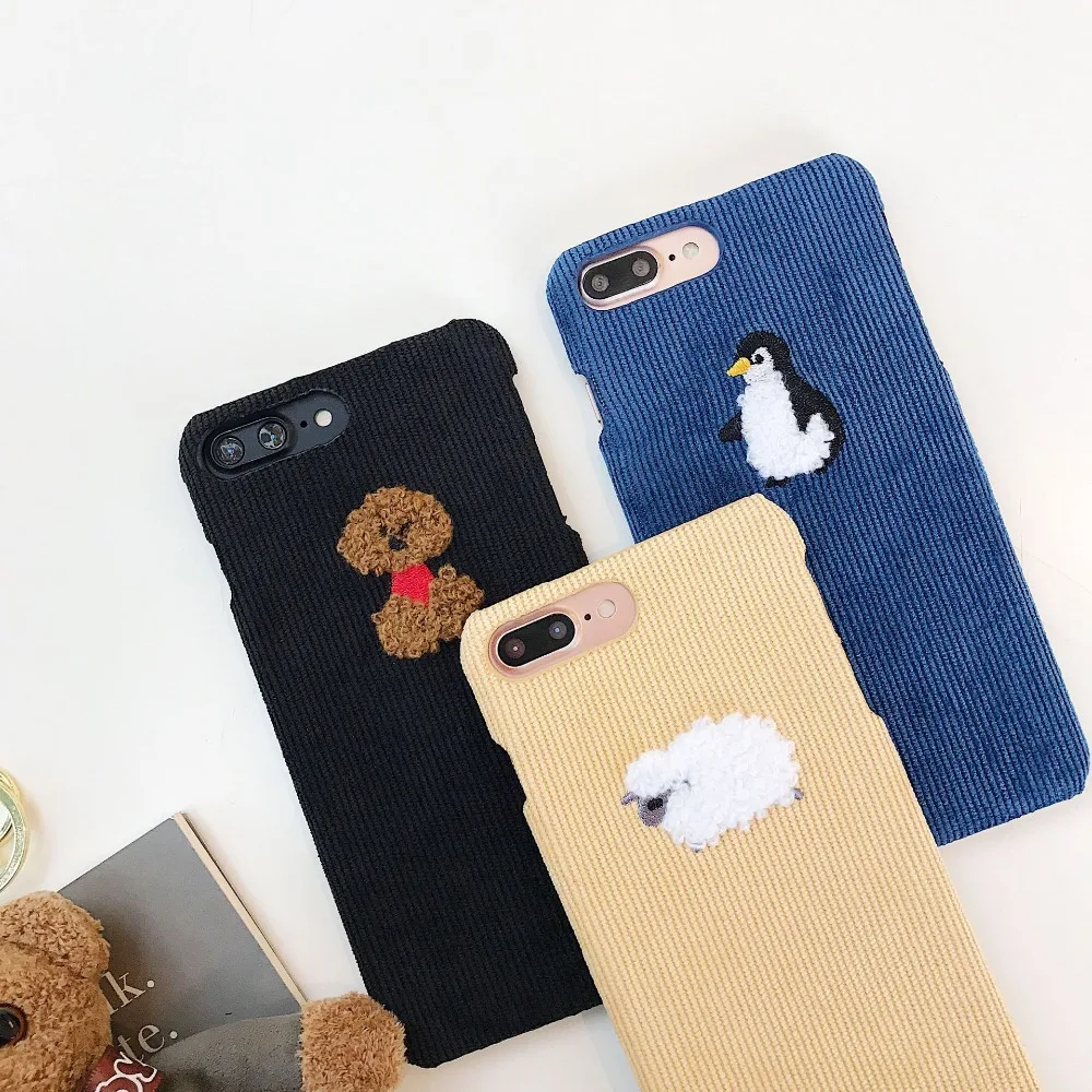 Kuutti Squishy модные черные темно-абрикосовые тканевые чехлы для телефонов с вышивкой
