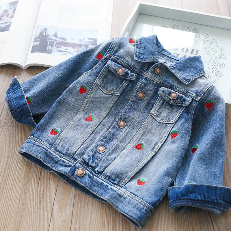 Kids Girl Denim Casual Jacket Strawberry Wholesale Lots Bulk Clothes
