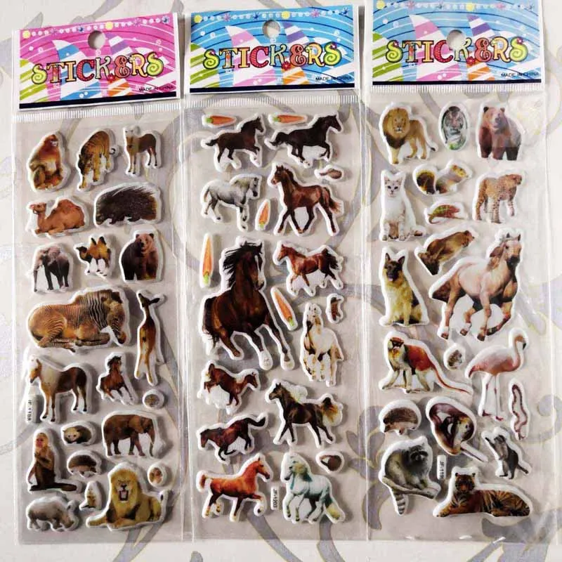 

3 sheets/set Animal Horse wall stickers Vinyl DIY Mini Bubble stickers For Children's room kindergarten Rewards Stickers