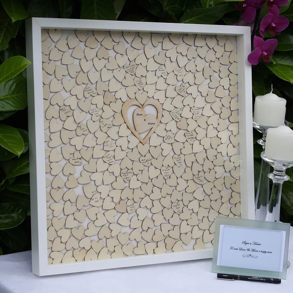 

Wedding Guest Book,Personalized Guest Book for Signature,Alternative Drop Box Frame,Rustic Wood Heart Guest Book, Wedding Decor