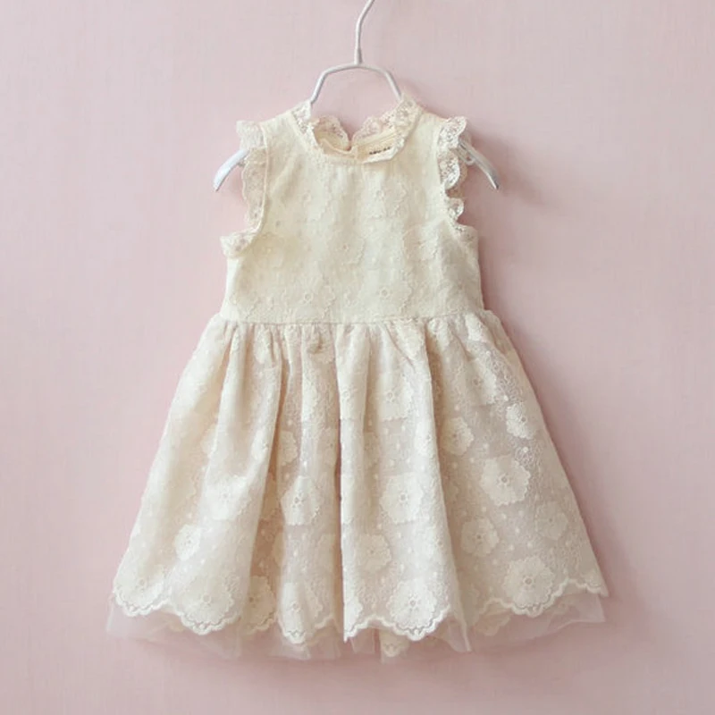 

VORO BEVE 2017 New arrival kids dress lace princess dress for girls sleeveless children clothes floral dress