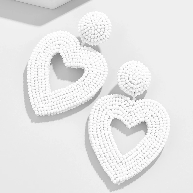 

JUJIA Chic ins Heart Earrings For Women Handmade Beads Big Earrings Large Statement Earrings Jewelry Wholesale