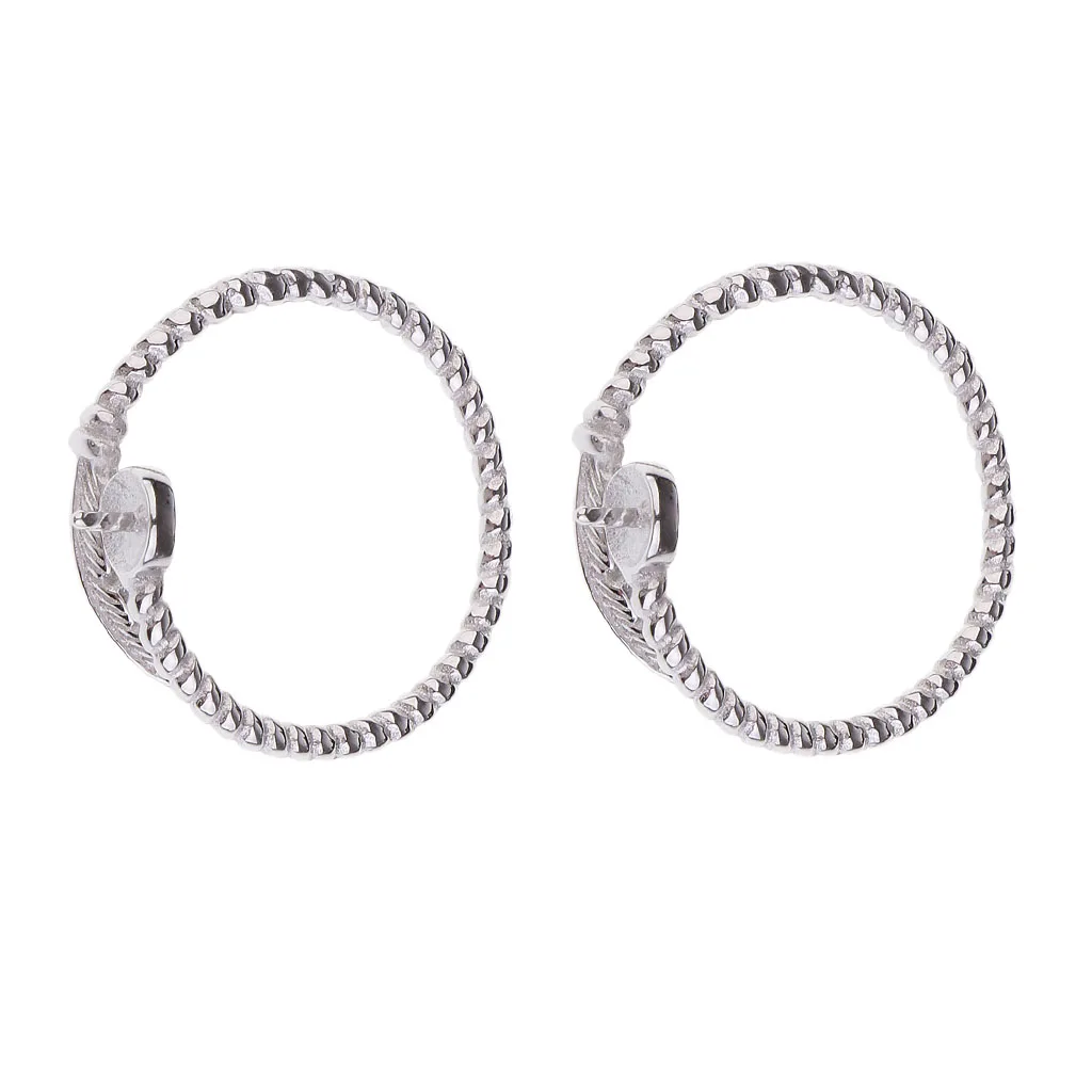 1Pair Feather Ring Base Adjustable Open Finger Blank Rings For Pearl Setting