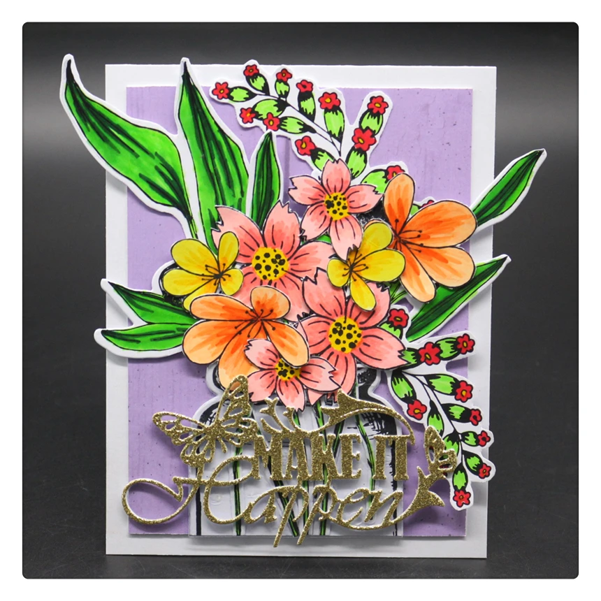 

YINISE1686 Make It Happen Die Metal Cutting Dies For Scrapbooking Stencils DIY Album Cards Decoration Embossing Folder Die Cuts