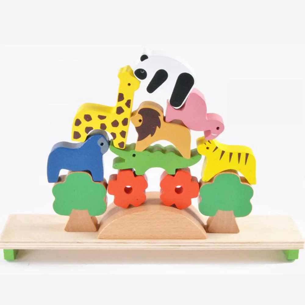 Детские игрушки, милые лесные животные, строительные блоки, деревянный баланс, деревянные игрушки для детей, креативная сборка, развивающие игрушки