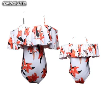 

Matching Mother Daughter Swimsuits Summer Floral Ruffle Mom Daughter Swimwear Clothes Family Look Matching Mommy and Me Clothes