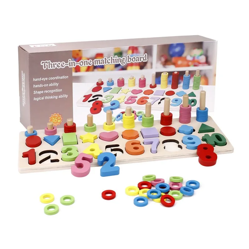 

2018 New Baby Wooden Montessori Early Education Teaching Materials Learning To Count Numbers Matching Digital Shape Match