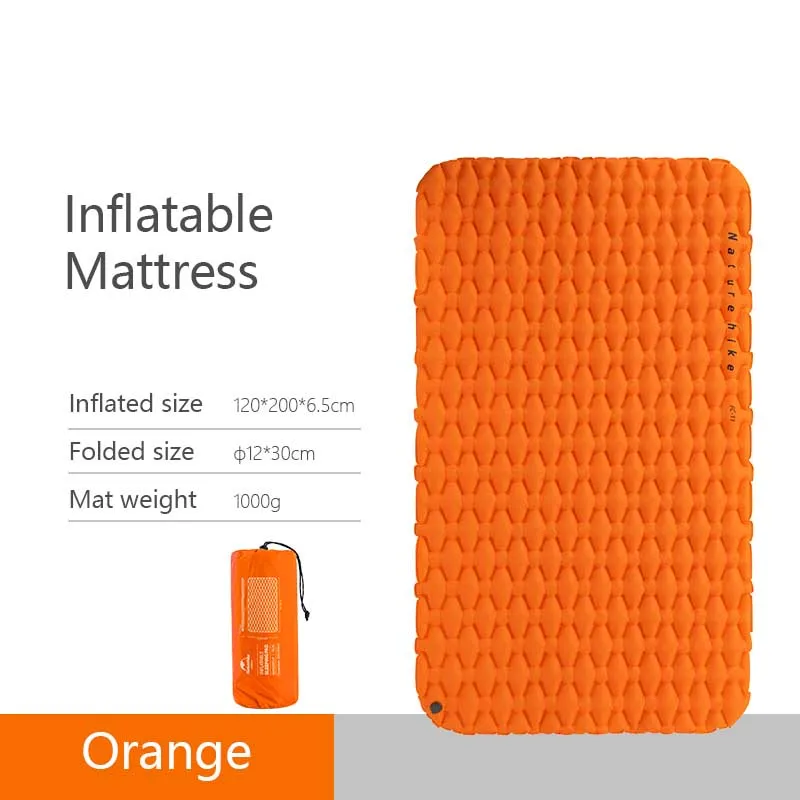 Naturehike легкий влагостойкий воздушный матрас нейлон ТПУ спальный коврик надувной матрас походный коврик для 2 человек NH19Z055-P - Цвет: Orange