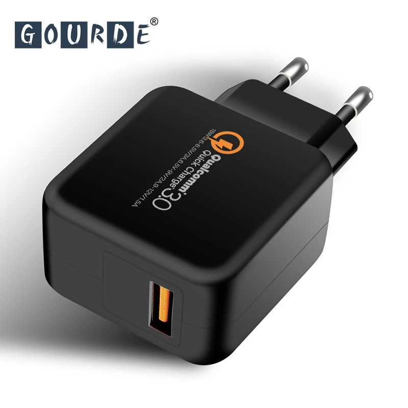 Gourde الهاتف شاحن 18 واط سريعة تهمة 3.0 محول السفر ل iphone الهاتف المحمول شاحن الاتحاد الأوروبي التوصيل جدار USB لسامسونج لهواوي