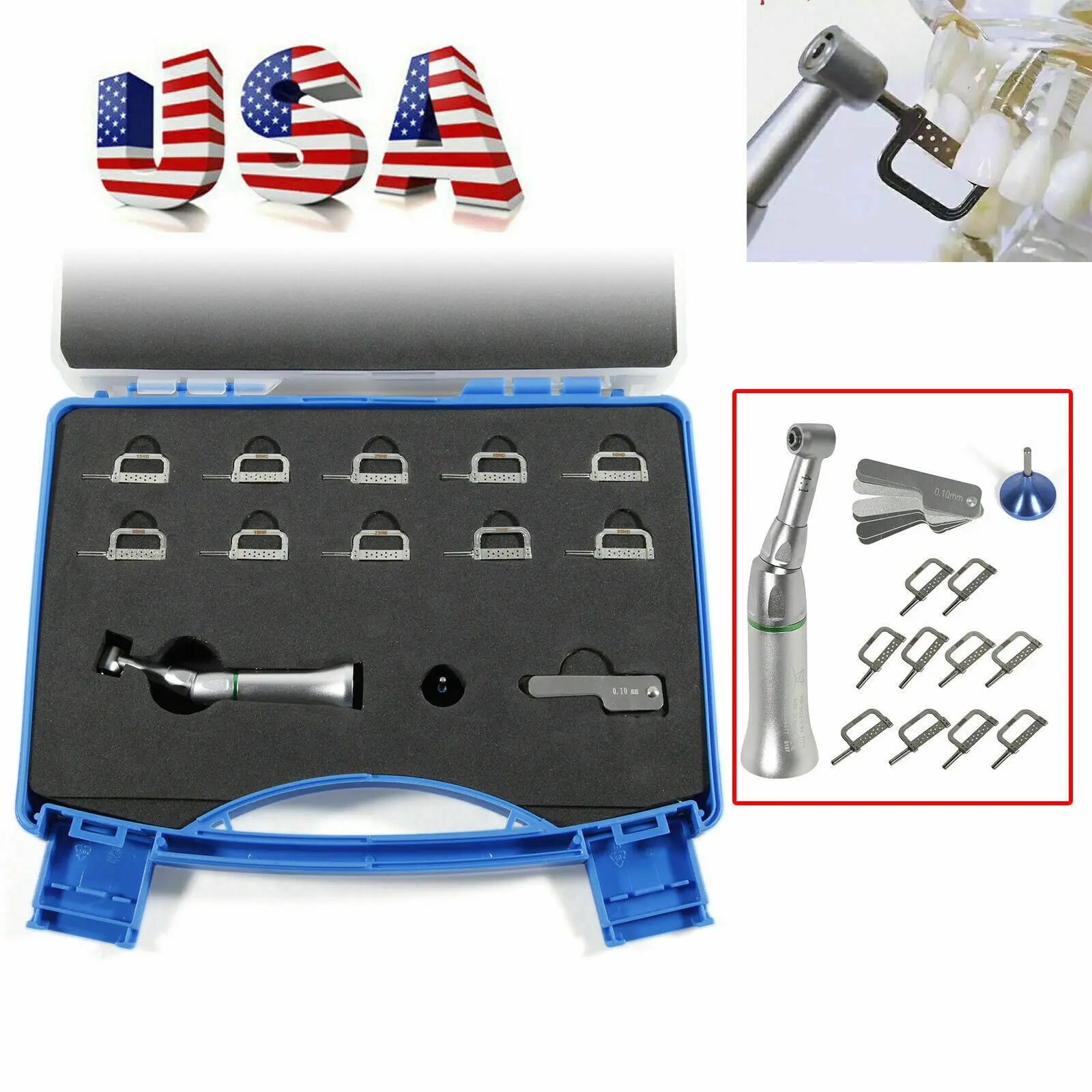 Dental 4:1 Reduction Contra Angle Handpiece IPR Interproximal Stripping Box |