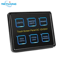 MICTUNING Advanced 6 In 1 Touch Screen Switch Panel DC12-24V 6 Gang LED Slim Touch Control Panel Box for Car Marine Boat Caravan