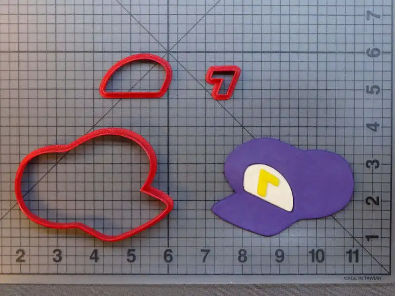 Мультфильм ТВ печенья набор из быстрорежущей инструментальной стали сделано 3D печатных камэк логотип Fondant(сахарная) трафареты для украшения пирожных и печенья Форма-резак для украшения торта инструменты - Цвет: Waluigis-Hat 2 inch
