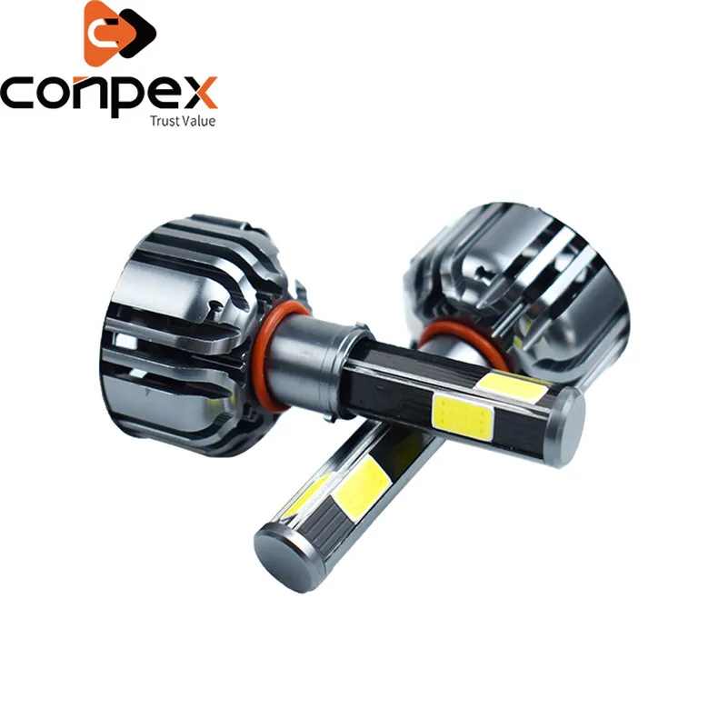 

New 2pcs Car Headlight Bulbs LED 3200Lm H1 H7 LED Canbus Car Lights Two Ways Vortex Air Cooling System Four Sided LED Lamp Beads