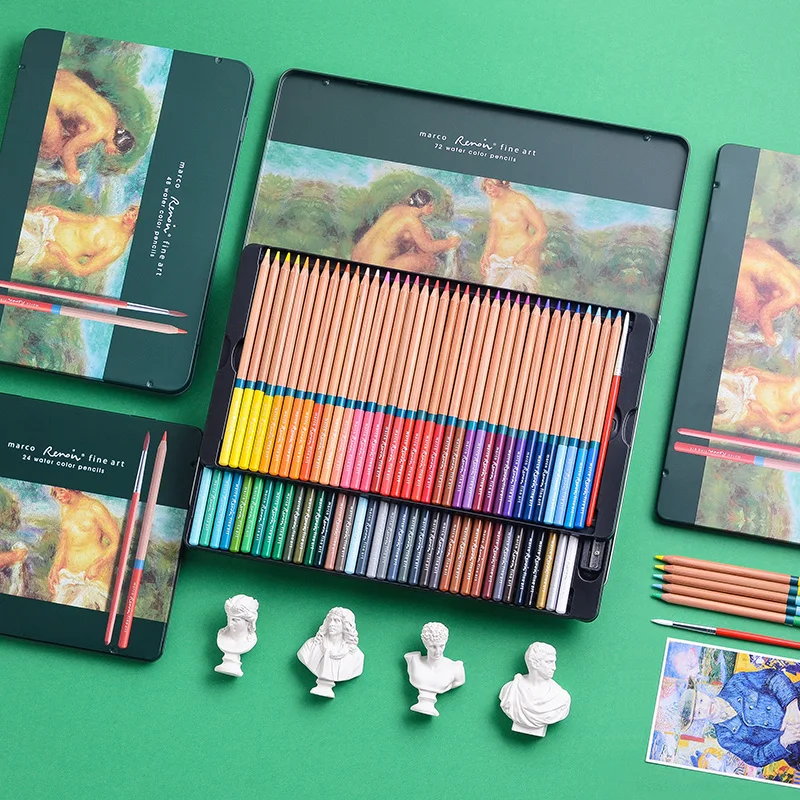 Premier Marco Renior Fine Art Wooden Colored Pencils Set for Sketching//Drawing//Coloring 24-Count Soft Core