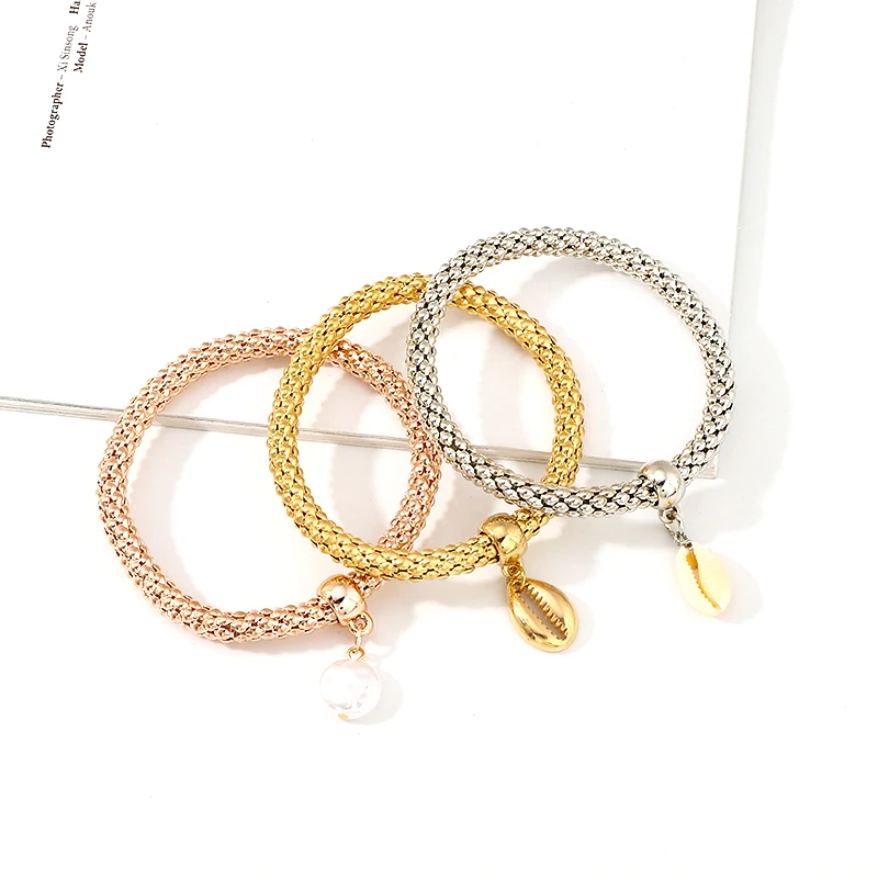 Boho Shell браслет для женщин Классическая роза золото модные браслеты из нержавеющей стали браслет Шарм ювелирные изделия путешествия