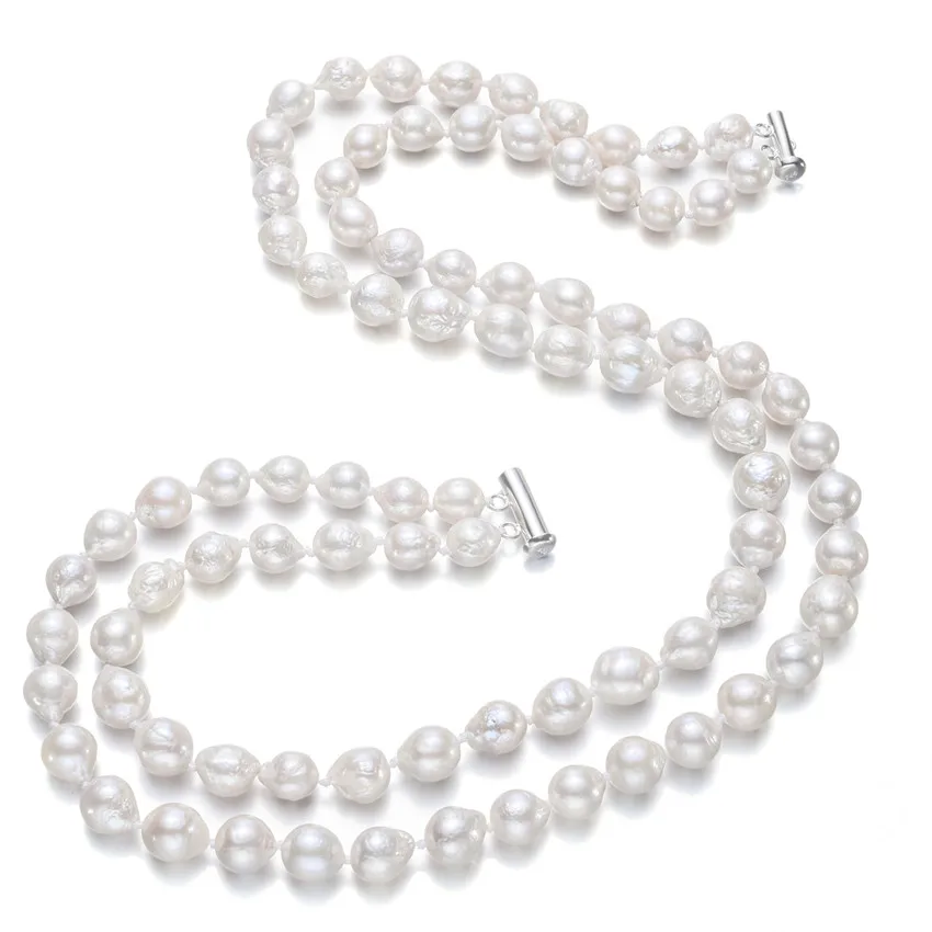 

8mm AA baroque 100% Natural White Freshwater Pearl Wedding Party Necklace Women's Costume Jewelry Necklace Luxury Fine Jewelry