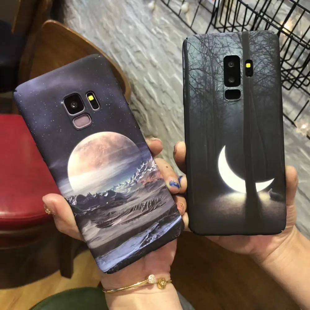 Korea Design Fancy Night View Moon IMD PC Hard Back Slim Full Cover Phone Case For Samsung S7/S8/S9Plus Note8 Shell Protection |
