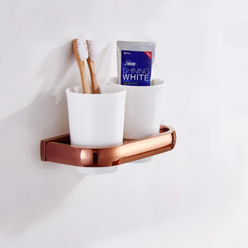 Billig Rose Gold Papier Halter Antike Dusche Seife Dish WC Pinsel Halter Keramik Tasse Halter Messing Luxus Bad Zubehör Robe Haken