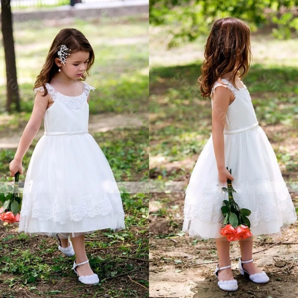 

2019 Party Gowns Girl's Pageant Dresses Scoop Neck Flower Girl dresses Little Girl dress A Line Bride dresses for wedding Events