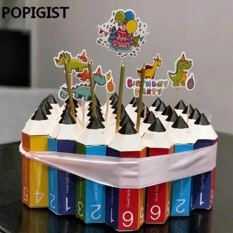 

Cartoon Pencil Gift box Back to School Gifts Decor Baby Shower Candy Box Birthday Party Decor Decorations baking 100pcs