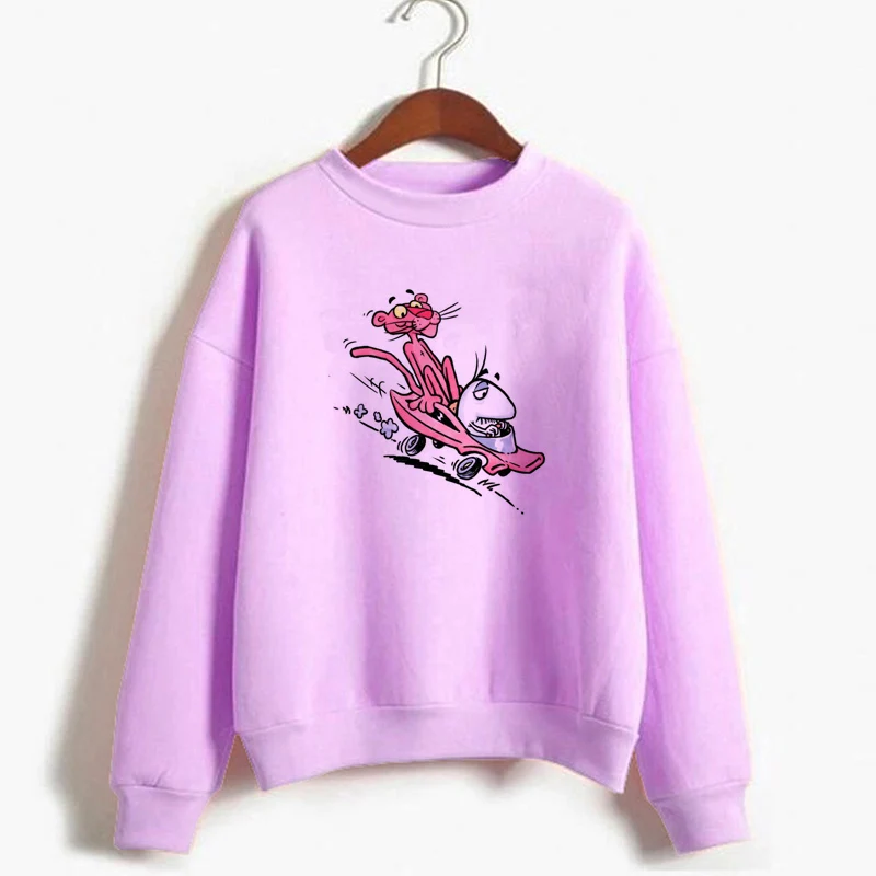  Pink Panther Hoodies Women Korean Fashion Autumn Winter Fleece Hooded Sweatshirts Harajuku Funny Ka