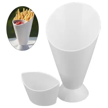 

French Fries Shelf Holder Assorted Sauce Chips Dip Snack Cone Cup Two Cup-mouth Tableware Закусочная чашка
