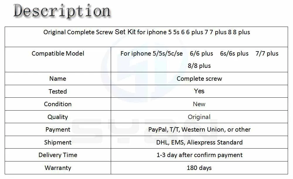 Комплект винтов для iphone 5 5s 6 6 plus 7 7 plus 8 8 plus запасные части для ремонта