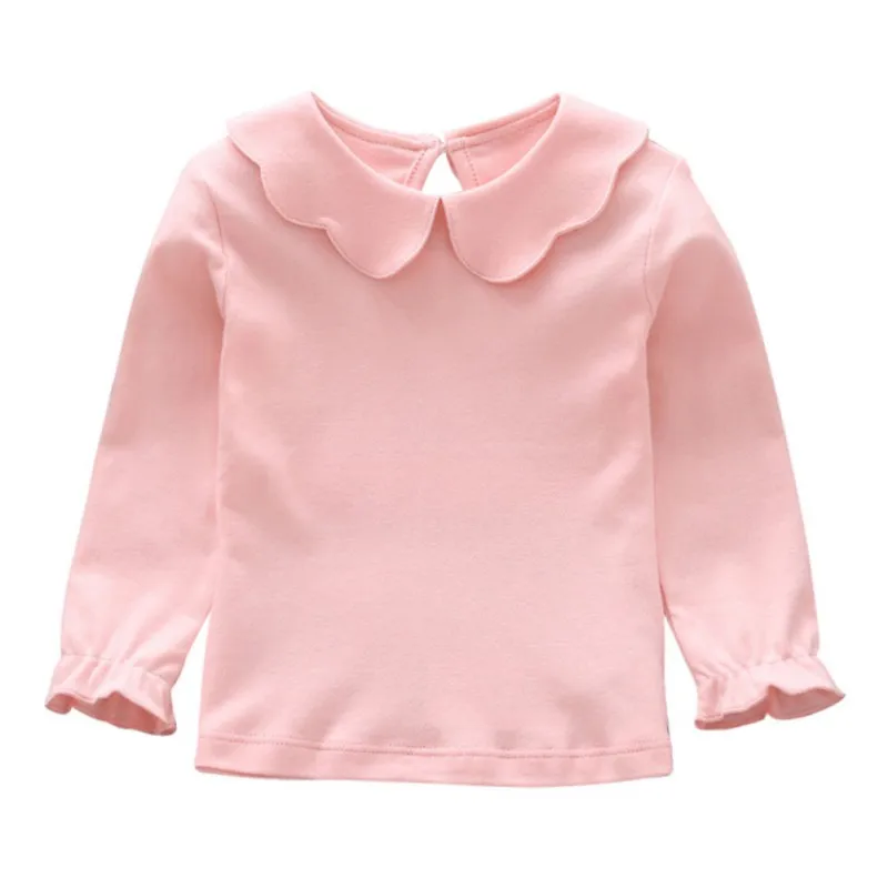 Baby Girls T-Shirts Long Sleeve T-shirt Cotton Casual Princess Toddler Solid Tops Blouse - Цвет: P