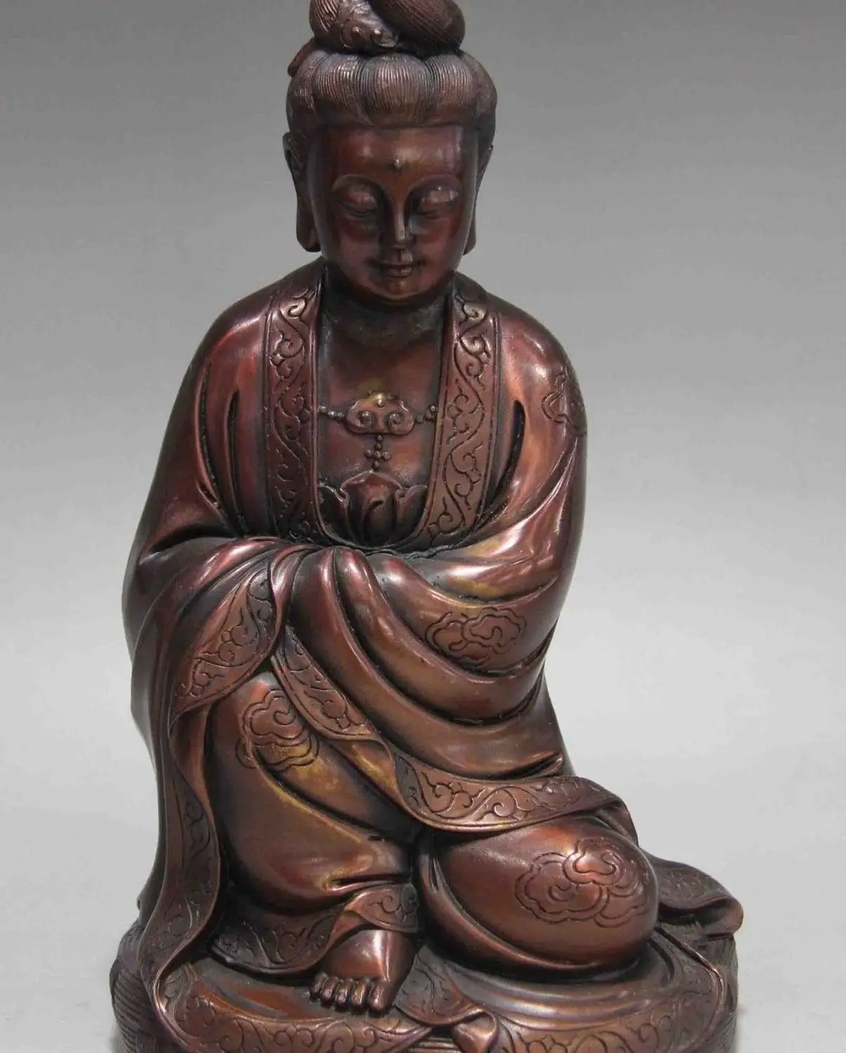 

Buddhsim Red Copper Bronze fastdom Guan Yin Kwan-yin Boddhisattva Goddess Statue