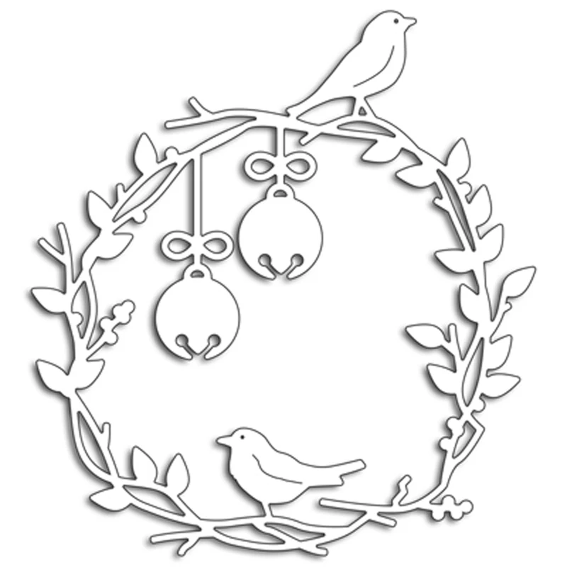 Bird Flower Garland Frame Metal Cutting Dies Stencil for