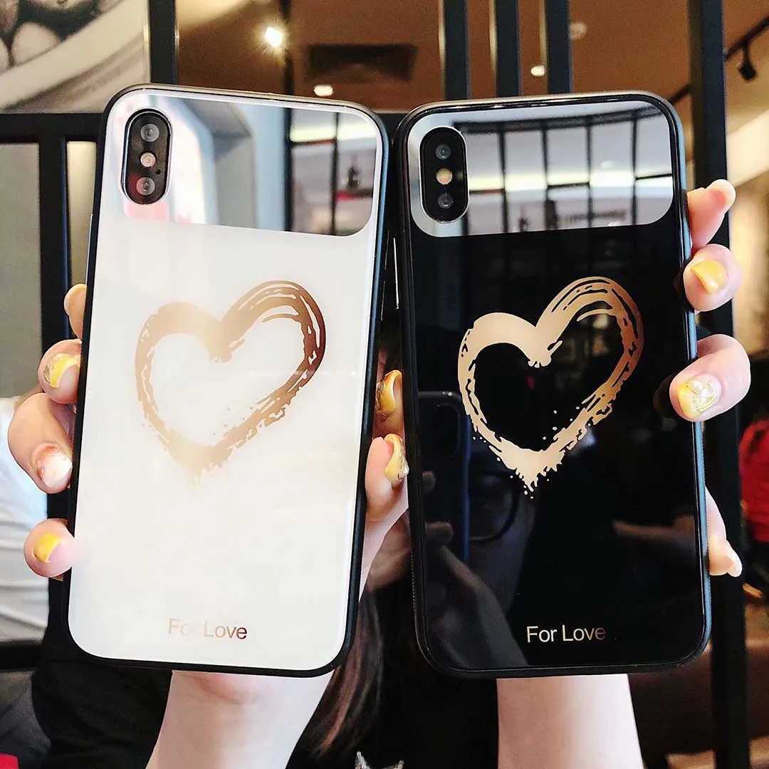Мода Прохладный Золотой Сердце Любви Телефон чехол для iPhone 6 6s 7 8 10 X XR XS макс.