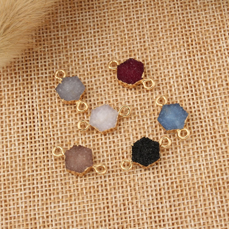 

2pcs Hexagon Resin Stone Pendant Accessories Necklace Bracelet Connector Charms Women Diy Handmade Choker Jewelry Findings F10