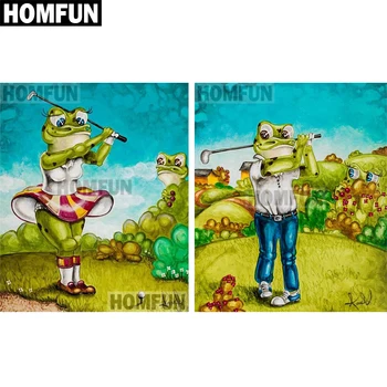

HOMFUN Full Square/Round Drill 5D DIY Diamond Painting "Frog & Golf" 3D Embroidery Cross Stitch 5D Rhinestone Decor A00606