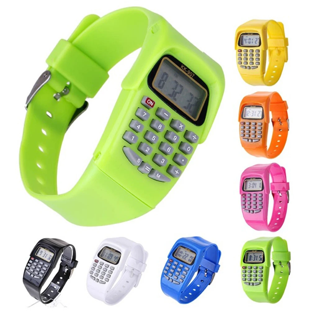 

Boy And Girl Kids Children Multi-Purpose Electronic Calculator Wrist Watch Plastic Keypad Electronic Digital Wrist Watch