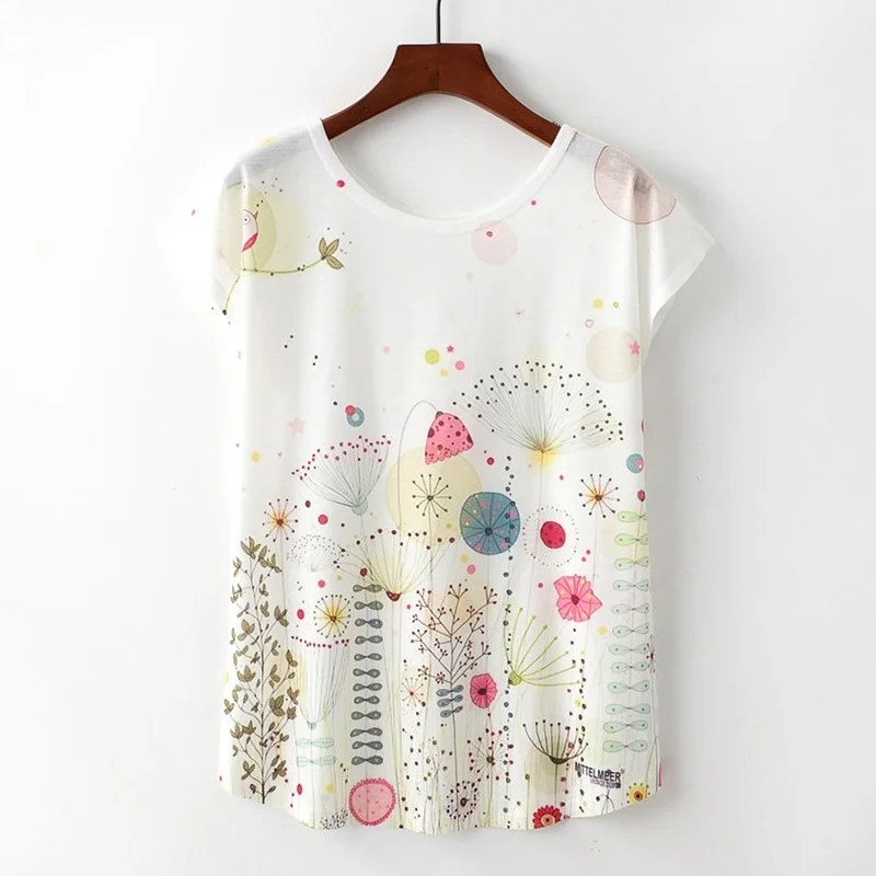 

KaiTingu Spring Summer Women T Shirt Novelty Harajuku Kawaii Cute Style Dandelion Print T-shirt Short Sleeve Tops Size M L XL