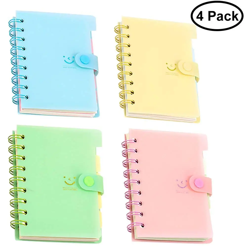 

Mini Spiral Notebook, Small Notebooks and Journals with Tabs for Kids, 100 Sheets/5.1 x 3.5 Inch (4 Pack)