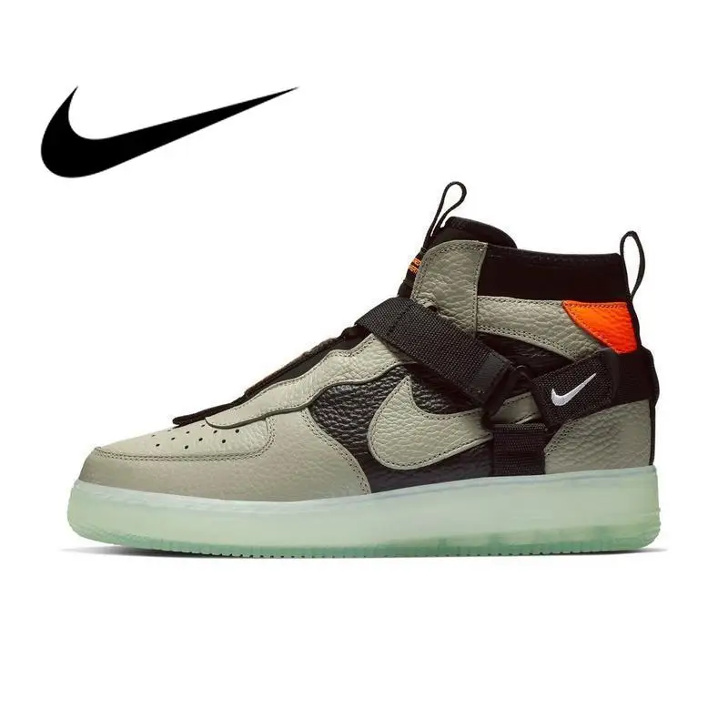 

Original authentic NIKE AIR FORCE 1 UTILITY MID AF1 men's skate shoes fashion outdoor sports shoes trend wild AQ9758-300