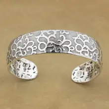 999 чистый серебряный цветочный Шарм браслет 9A016 подходит на запястье: 6,"~ 7,3"