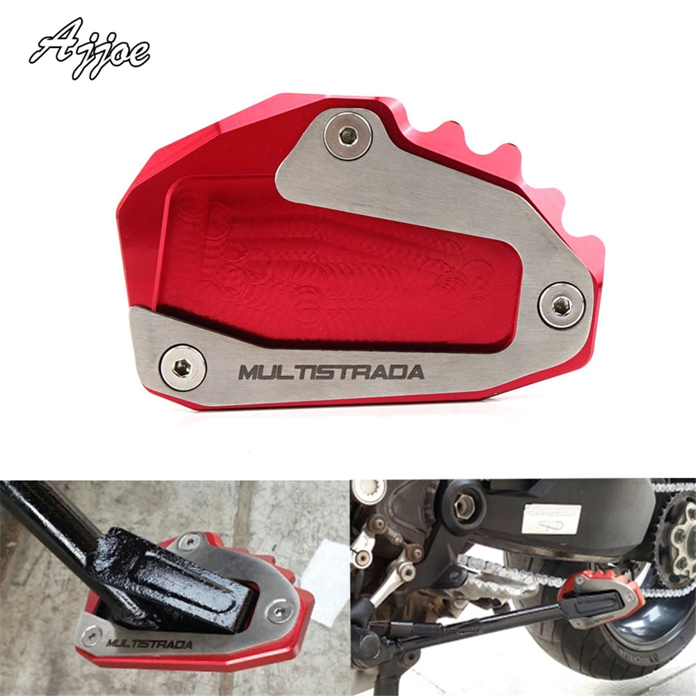 Motorcycle Black Kickstand Foot Side Stand Extension Pad Support Plate fit for Ducati Multistrada 1100 1200 1200
