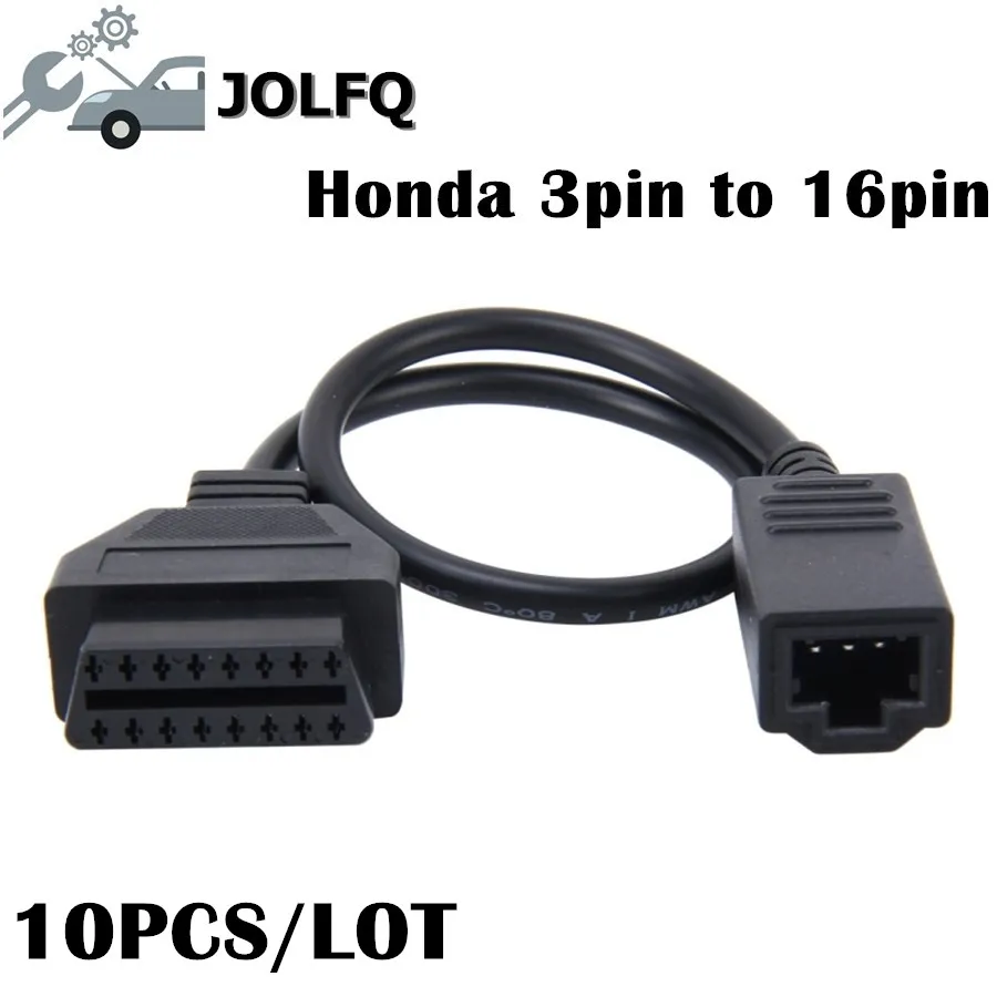 Высококачественный 10 шт./лот для honda 3pin к OBD 2 16pin кабель автомобильного сканера Honda