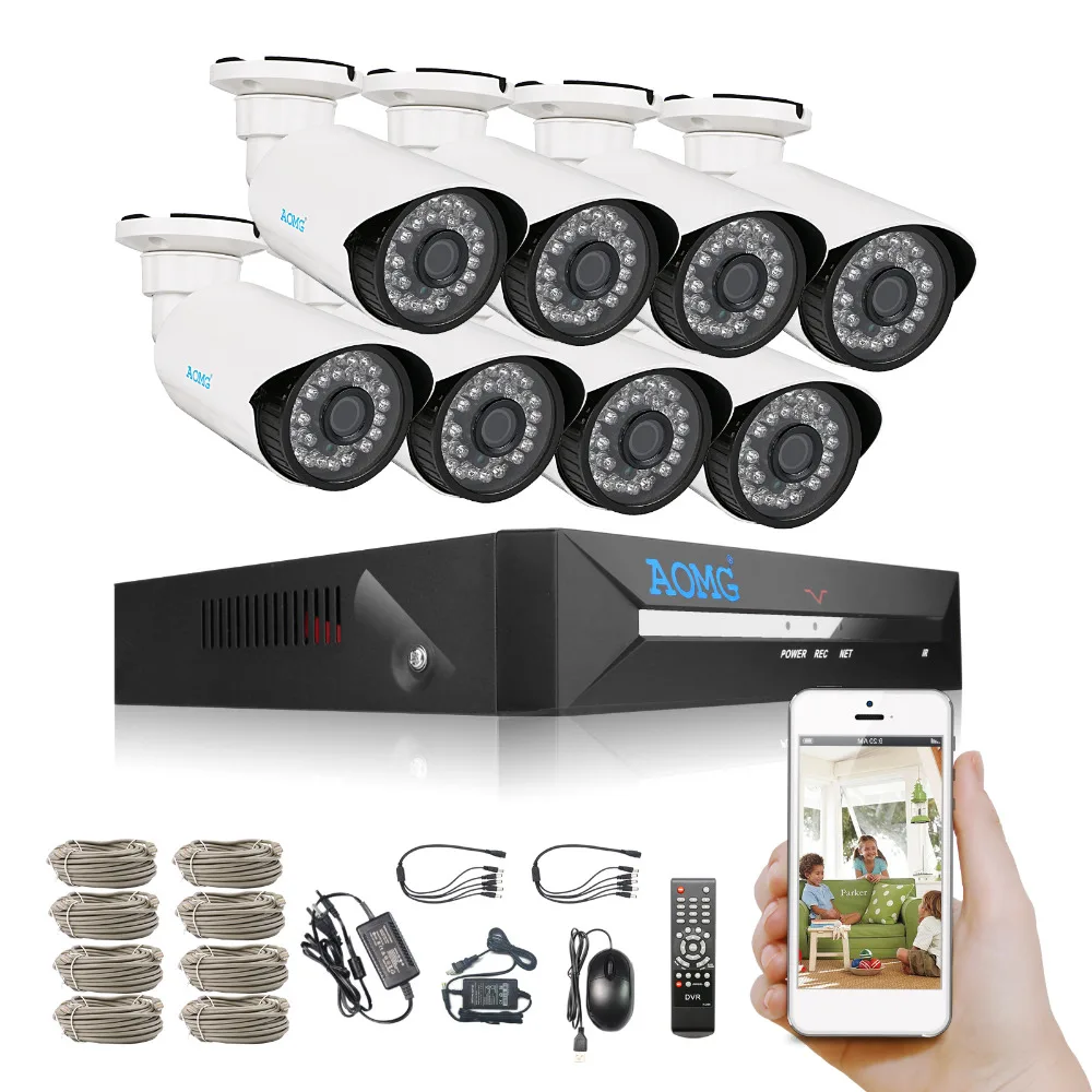 

AOMG 8CH NVR Security Camera System with 8X 1080P HD Security Camera, Plug and Play Security System